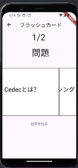 フラッシュカード問題画面